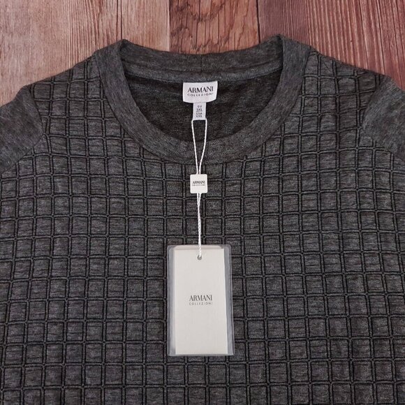 NWT Armani Collezioni Mens Size XXL Gray Crew Neck Pullover Shirt Viscose Blend - Picture 5 of 16